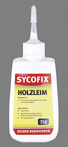 Sycofix Holzleim D3 75 g, für innen und außen, transparent auftrocknend, wasserfest, klebt kraftvoll und sicher von SYCOFIX