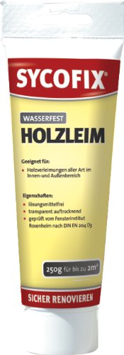 Sycofix Holzleim D3 Tube 250g, für innen und außen, transparent auftrocknend, wasserfest nach DIN EN 204 D3, klebt kraftvoll und sicher, für alle handelsüblichen Holzarten, Kunstharzleim von SYCOFIX