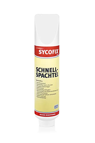 Sycofix Schnellspachtel 1,3 kg, für innen und außen, rosthemmend, rissfrei, weiß, Acryl Schnellspachtel, Fleck- und Flächenspachtel, gebrauchsfertige Spachtelmasse, Reparaturspachtelmasse von SYCOFIX