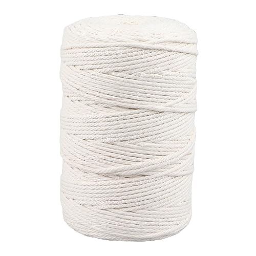 3mm 273 Yards Long White Cotton Thread, Purposes Cotton Quilting Thread for Knitting Craft DIY Decoration Headscarves, Hats, Kerchiefs von SYH&AQYE