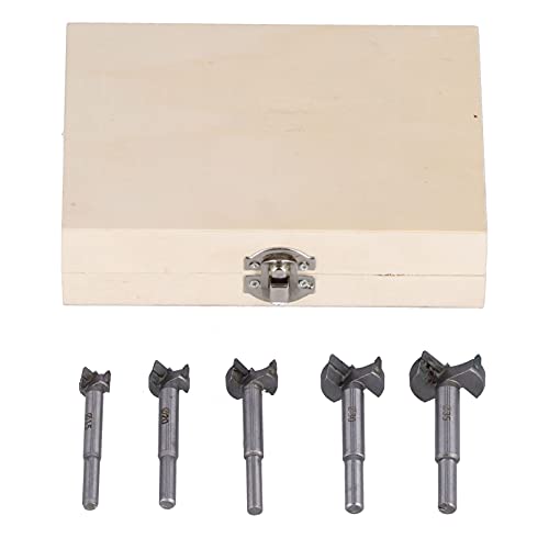 5 Pcs Holzbearbeitung Bohrer Bit Set, Holzbohrlochsägen Set Holzbearbeitungsscharnierschneider Werkzeug, Scharnierlochbohrung Bohrungsbohrung mit Aufbewahrungskoffer für Handgehalt von SYH&AQYE