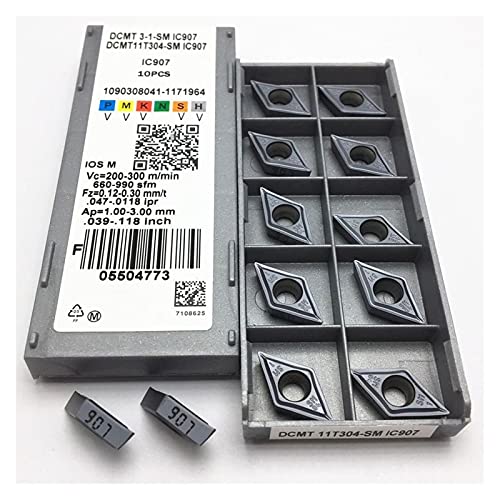 SYHML-SHOP 1 Box / 10 Stück CNC-Hartmetall-Dreheinsätze Fräser DCMT 11T304 DCMT11T308 SM IC907 / 908 Hochwertiges Metalldrehwerkzeug Für Drehmaschine Drehwerkzeughalter von SYHML-SHOP