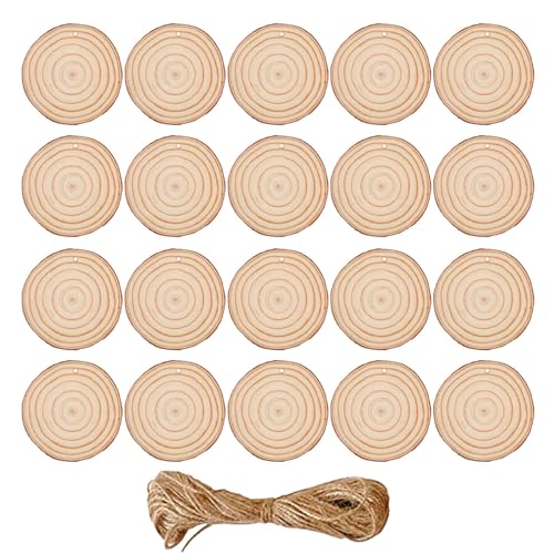 SYJHHWGS 20 Stück Unlackierte Holzscheiben 5–6 cm 6–7 cm Leere Holzscheiben Holzkreis Zum Bemalen Basteln Weihnachtsdekoration von SYJHHWGS