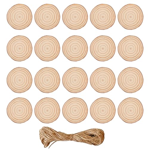 SYJHHWGS 20 Stück Unlackierte Holzscheiben 5–6 cm 6–7 cm Leere Holzscheiben Holzkreis Zum Bemalen Basteln Weihnachtsdekoration von SYJHHWGS