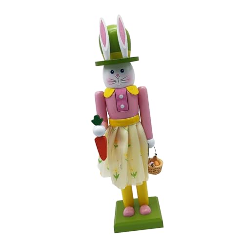 SYJHHWGS Feiern Sie Ostern mit 30,8 cm Hasen und Nussknackern, Holzfigur, bunte Kaninchen, Ornament für Tischregal, Display von SYJHHWGS