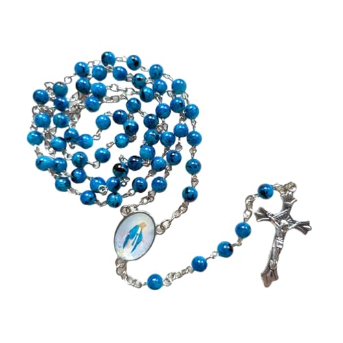 SYJHHWGS Handgefertigte Gothic-Rosenkranz-Halskette, Rosenkranz-Perlen mit Kruzifix-Glasperlen, lange Halsketten für Frauen, religiöser Schmuck von SYJHHWGS