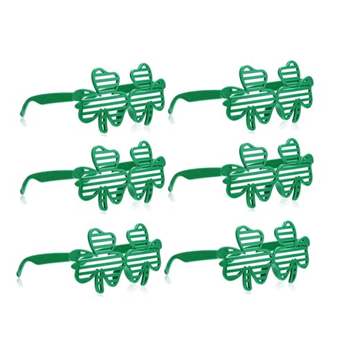 SYJHHWGS Patricks Day Kleeblatt-Brille, Fensterrollo, Brillen, stilvolles Zubehör für festliche Partys, 6 Stück von SYJHHWGS