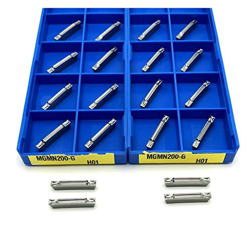 SYJY-SHOP 10 Stück Hartmetall-Wendeeinsätze Grooving Tool, Mgmn150 mgmn200 g mgmn250 mgmn300 mgmn400 m h01 Aluminiumdrehungswerkzeug Aluminiumverarbeitung Nuten Schneidwerkzeug von SYJY-SHOP