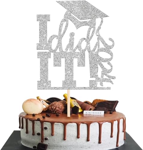 1 Stück 2024 Abschluss Tortendeko I Did It Graduation Kuchen Deko Glitzer Graduation Tortendekoration for Junge Mädchen 2024 Abschluss Thema Party Silber von SYKYCTCY