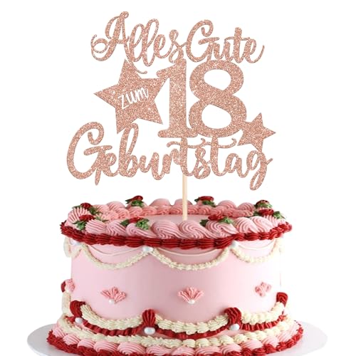 1 Stück Alles Gute zum Geburtstag 18 Jahre Tortendeko 18th Geburtstag Kuchen Deko Happy 18th Geburtstag Kuchendeko für Jungen Mädchen 18th Geburtstag Party Kuchen Dekorationen Rosegold von SYKYCTCY