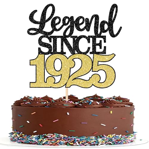 1 Stück Aufschrift"Legend Since 1925" Tortenaufsatz 100 Kuchen Topper Glitter alles Gute zum 100. Geburtstag Kuchen Pick 100 Fabulous Tortendekorationen für Prost zum 100 Gold von SYKYCTCY