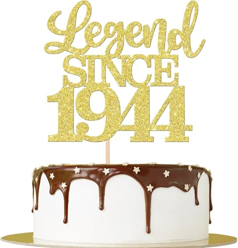 1 Stück Aufschrift "Legend Since 1944" Tortenaufsatz 80 Kuchen Topper Glitter alles Gute zum 80. Geburtstag Kuchen Pick 80 Fabulous Tortendekorationen 80th Gold von SYKYCTCY