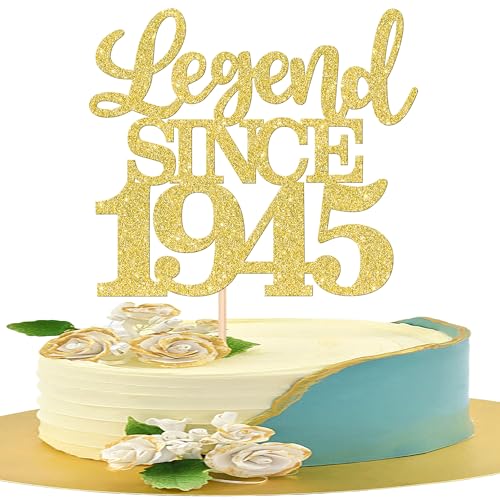 1 Stück Aufschrift "Legend Since 1945" Tortenaufsatz 80 Kuchen Topper Glitter alles Gute zum 80. Geburtstag Kuchen Pick 80 Fabulous Tortendekorationen 80th Gold von SYKYCTCY