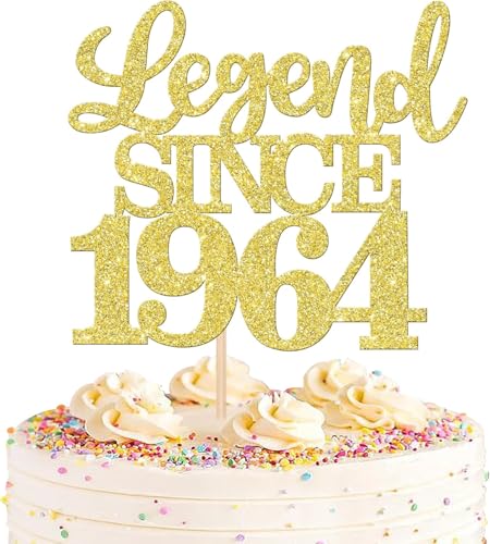 1 Stück Aufschrift "Legend Since 1965" Tortenaufsatz 60 Kuchen Topper Glitter alles Gute zum 60. Geburtstag Kuchen Pick 60 Fabulous Tortendekorationen 60th Gold von SYKYCTCY