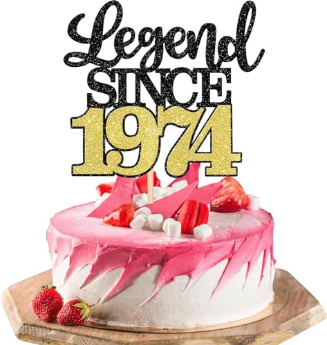 1 Stück Aufschrift "Legend Since 1974" Tortenaufsatz 50 Kuchen Topper Glitter alles Gute zum 50. Geburtstag Kuchen Pick 50 Fabulous Tortendekorationen für Prost zum 50 von SYKYCTCY