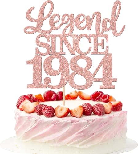 1 Stück Aufschrift "Legend Since 1984" Tortenaufsatz 40 Kuchen Topper Glitter alles Gute zum 40. Geburtstag Kuchen Pick 40 Fabulous Tortendekorationen für Prost zum 40 Rosegold von SYKYCTCY