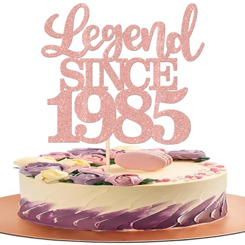 1 Stück Aufschrift "Legend Since 1985" Tortenaufsatz 40 Kuchen Topper Glitter alles Gute zum 40. Geburtstag Kuchen Pick 40 Fabulous Tortendekorationen für Prost zum 40 Rosegold von SYKYCTCY