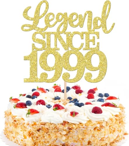 1 Stück Aufschrift "Legend Since 1999" Tortenaufsatz 25 Kuchen Topper Glitter alles Gute zum 25. Geburtstag Kuchen Pick 25 Fabulous Tortendekorationen 25th Gold von SYKYCTCY