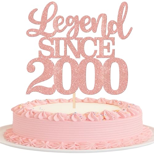 1 Stück Aufschrift "Legend Since 2000" Tortenaufsatz 25 Kuchen Topper Glitter alles Gute zum 25. Geburtstag Kuchen Pick 25 Fabulous Tortendekorationen für Prost zum 25 Rosegold von SYKYCTCY