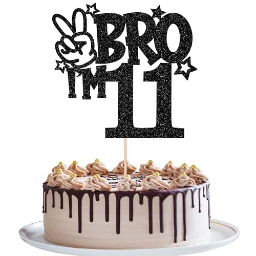 1 Stück BRO I'm 11 Tortendeko Glitzer Bro I'm 11 Cake Topper It's My 11th Geburtstag Kuchen Deko für Prost auf 11 Jahre Kinder 11th Geburtstag Party Kuchen Dekoration Schwarz 1 Stück BRO I'm 11 Tortendeko Glitzer Bro I'm 11 Cake Topper It's My 11th Geburtstag Kuchen Deko für Prost auf 11 Jahre Kinder 11th Geburtstag Party Kuchen Dekoration Schwarz von SYKYCTCY