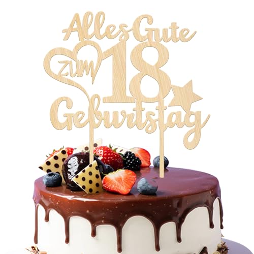 1 Stück Holz 18th Tortendeko Alles Gute zum Geburtstag 18 Jahre alt Geburtstag Kuchen Deko 18th Geburtstag Kuchendeko für Prost auf 18 Jungen Mädchen Geburtstag Party Kuchen Dekorationen von SYKYCTCY