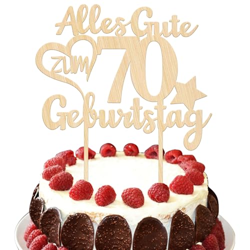 1 Stück Holz Alles Gute zum Geburtstag 70 Jahre alt Tortendeko 70th Geburtstag Kuchen Deko Prost auf 70 Geburtstag Kuchendeko für 70th Jungen Mädchen Geburtstag Party Kuchen Dekorationen von SYKYCTCY