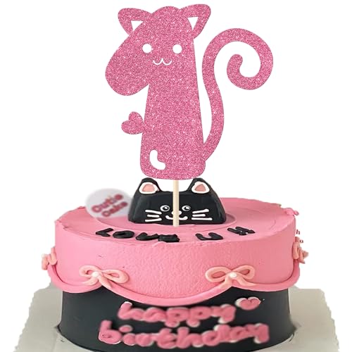 1 Stück Katze 1st Tortendeko Ersten Geburtstag Kuchen Deko Glitzer Niedliches Kätzchen Cake Topper für Katze Thema Baby Dusche Kinder Ersten Geburtstag Hochzeit Party Kuchen Dekorationen Rosa von SYKYCTCY