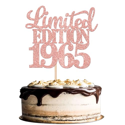 1 Stück Limited Edition 1965 Tortendeko Glitzer 60th Glitzer Kuchen Deko Prost auf 60 Jahre 60 & Fabelhaft Cake Topper für Männer und Frauen Geburtstag Party Kuchen Dekoration Rosegold von SYKYCTCY