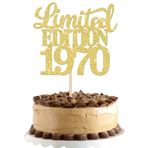 1 Stück Limited Edition 1970 Tortendeko Glitzer 55th Glitzer Kuchen Deko Prost auf 55 Jahre 55 & Fabelhaft Cake Topper für Männer und Frauen Geburtstag Party Kuchen Dekoration Gold von SYKYCTCY