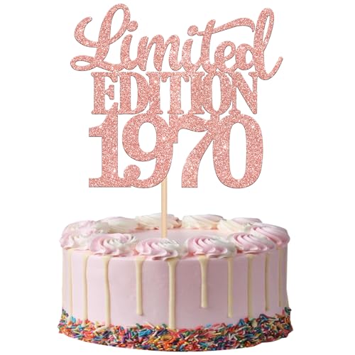 1 Stück Limited Edition 1970 Tortendeko Glitzer 55th Glitzer Kuchen Deko Prost auf 55 Jahre 55 & Fabelhaft Cake Topper für Männer und Frauen Geburtstag Party Kuchen Dekoration Rosegold von SYKYCTCY