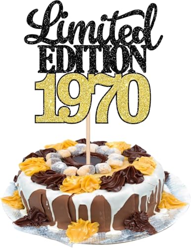 1 Stück Limited Edition 1970 Tortendeko Glitzer 55th Glitzer Kuchen Deko Prost auf 55 Jahre 55 & Fabelhaft Cake Topper für Männer und Frauen Geburtstag Party Kuchen Dekoration Schwarz Gold von SYKYCTCY