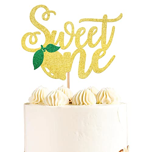 1 Stück Sweet One Tortendeko, Erster Geburtstag Torten Deko Glitzer Zitrone Sommer Früchte Cake Topper für Kinder Jungen Mädchen 1. Geburtstag Baby Dusche Party Supplies von SYKYCTCY