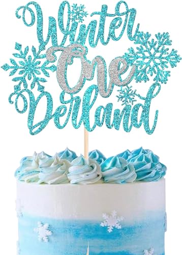 1 Stück Winter Onederland Tortendeko Glitzer Winter Schneeflocke Cake Topper Schneeflocke Kuchen Deko für Winter Wonderland Schneeflocke 1. Geburtstag Thema Baby Dusche Kinder Party Blau von SYKYCTCY