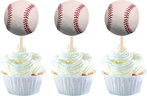 24 Stück Baseball Tortendeko, Zusammengebaute Sport Thema Ball Cupcake Picks für Baseball Thema Baby Dusche Kinder Geburtstag Party Kuchen Dekorationen von SYKYCTCY