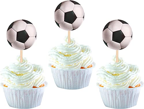 24 Stück Fußball Geburtstag Tortendeko Sport Thema Fußball Cupcake Toppers Sport Bälle Cake Toppers für Baby Dusche Hochzeit Geburtstag Party Torte Dekorationen Zubehör von SYKYCTCY