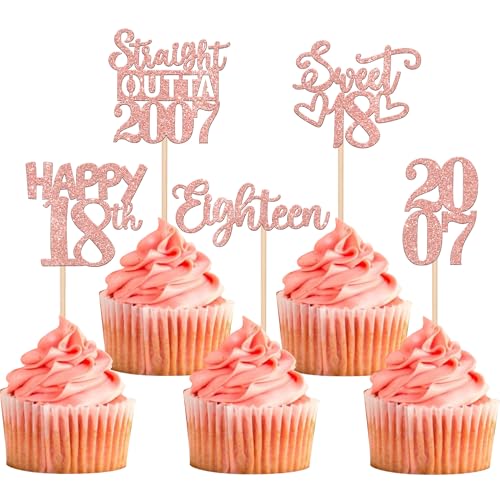 30 Stück 18th Geburtstag Cupcake Toppers Glitzer Straight Outta 2007 Kuchen Deko Sweet 18 Happy 10th Tortendeko für Prost auf 18 Jahre Geburtstag Hochzeit Jahrestag Party Kuchen Dekoration Rosegold von SYKYCTCY