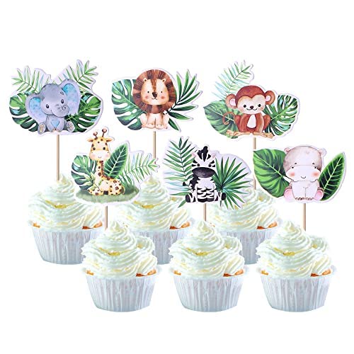 36 Stück Woodland Party Toppers Woodland Animal Muffin Dekoration Wilde one Thema Geburtstag Party Dekoration für Baby Shower Dschungel Safari Tier Thema Party Kuchen Dekoendeko von SYKYCTCY