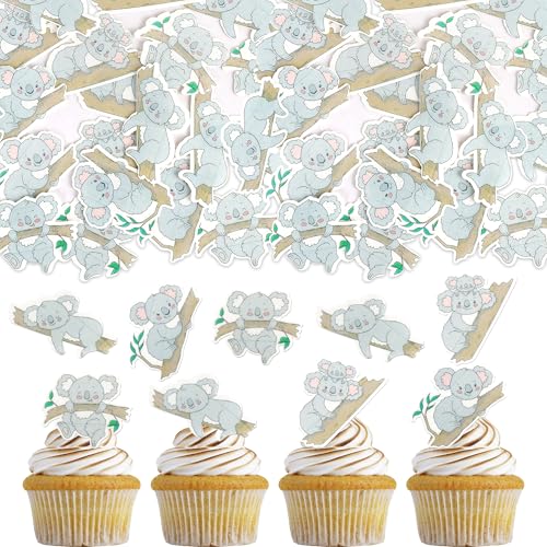 60 Stück Essbare Koala Tortendeko Geburtstag Cupcake Toppers Wild Animal Muffin Dekoration Koala Cupcake Tortendeko Baby Dusche Geburtstag Thema Party Kuchen Dekorationen von SYKYCTCY