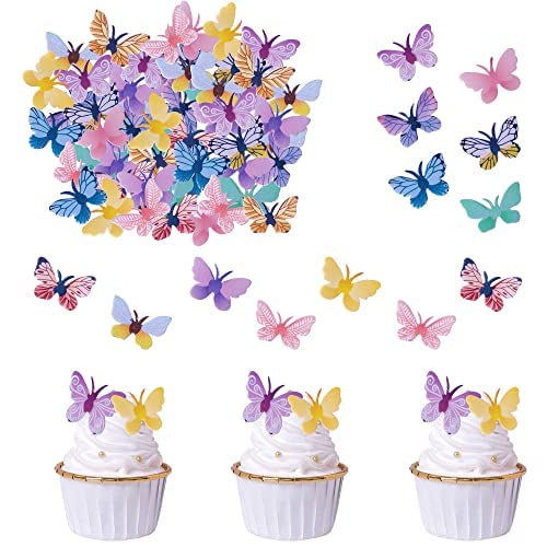 72 Stück Essbare Schmetterling Cupcake Toppers 3D Schmetterling Kuchen Tortendeko Schmetterling cake Dekorationen für Hochzeit Baby Shower Thematische Geburtstag Party Kuchen Dekorationen Bunt… von SYKYCTCY