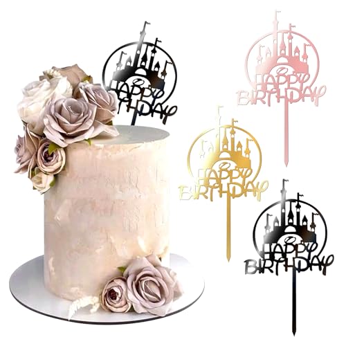 9 Stück Acryl Geburtstag Tortendeko Schloss Form Geburtstag Kuchen Deko Happy Birthday Cake Toppers Feiern Sie Geburtstag Kuchen Dekoration für Geburtstag Jahrestag Acryl Torten Dekoration Buntes von SYKYCTCY