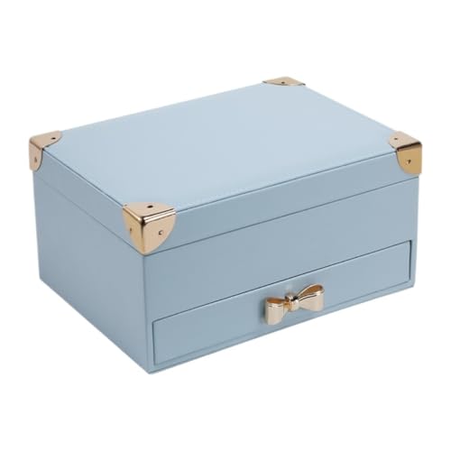 Geschenkbox Europäische Und Amerikanische Schmuckaufbewahrungsbox Aus Leder, Mehrschichtige Schmuckschatulle Im Schubladenstil Mit Klappdeckel For Den Schreibtisch Zu Hause Schmuck-Geschenkbox(Blue) von SYLGXH