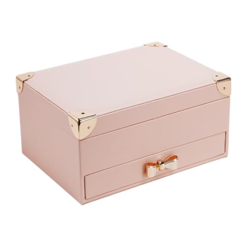 Geschenkbox Europäische Und Amerikanische Schmuckaufbewahrungsbox Aus Leder, Mehrschichtige Schmuckschatulle Im Schubladenstil Mit Klappdeckel For Den Schreibtisch Zu Hause Schmuck-Geschenkbox(Pink) von SYLGXH