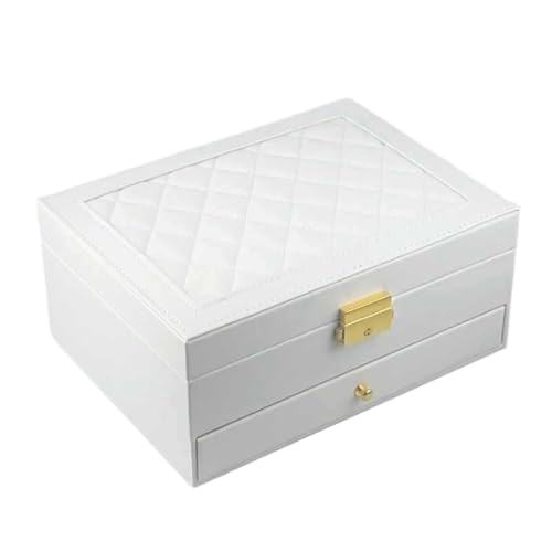 SYLGXH Geschenkbox Einfache Leichte Luxusschublade Doppelschichtige Schmuckschatulle Ring Halskette Ohrring Ohrring Ohrringe Schmuck Aufbewahrungsbox Schmuck-Geschenkbox(White) von SYLGXH