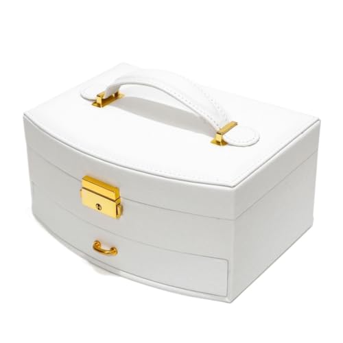 SYLGXH Geschenkbox Exquisite Doppelschichtige Fächerförmige Geschenk-Schmuckschatulle For Ringe, Ohrringe Und Halsketten, Multifunktionale Schmuckaufbewahrungsbox Schmuck-Geschenkbox(White) von SYLGXH