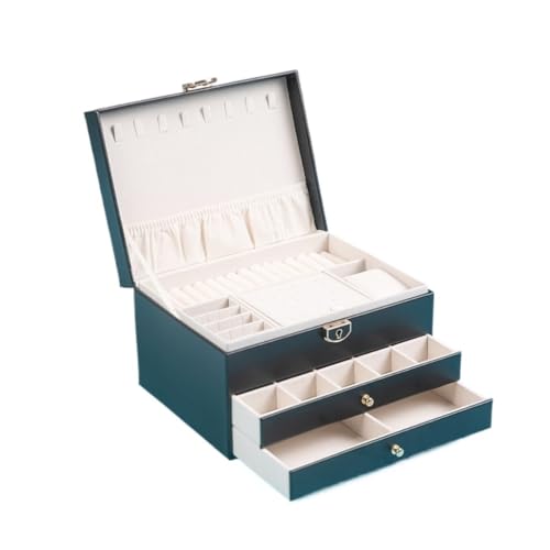 SYLGXH Geschenkbox Schmuck-Aufbewahrungsbox, große Kapazität, dreilagige Schmuckschatulle, Schmuckschublade, Schmuckschatulle mit Schloss Schmuck-Geschenkbox(Black) von SYLGXH