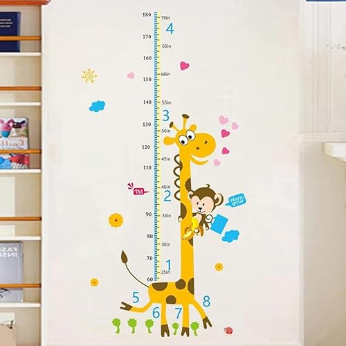 SYLUOQP Cartoon Giraffe Height Sticker, Kids Room Sticker,Home Height Decor Wall Sticker von SYLUOQP