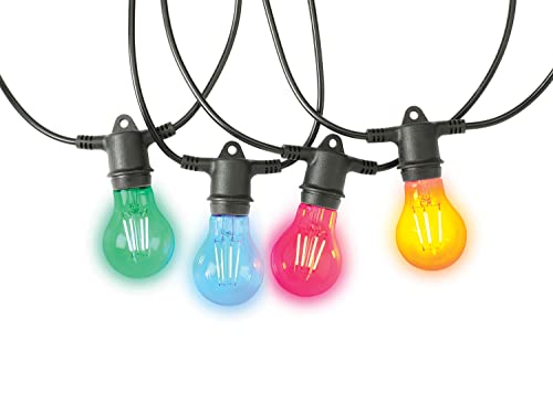 SYLVANIA Lichterkette YourHome Festoon String Kit, erweiterbare 12m LED Deko Glühbirnen Girlande für Außen mit 12 bunten LED Lampen, inkl. 12 Lampenhalterungen, 15000 Stunden Lebensdauer, Mehrfarbig von SYLVANIA