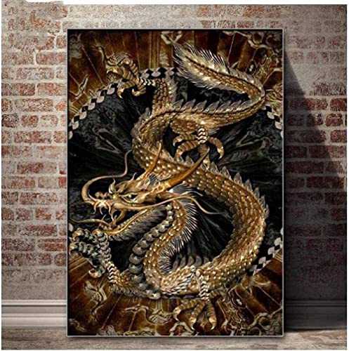 SYMON Kreuzstich-Set für Erwachsene, Drache, 11 CT bedrucktes Kreuzstich-Set, 40,6 x 50,8 cm von SYMON