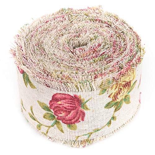 Rustikale Sackleinen, DIY bedruckte Rose Flower Sackleinen Band, Hessische Jute Gürtel Riemen Hochzeitstuch Dekoration - 10m von SYNYEY