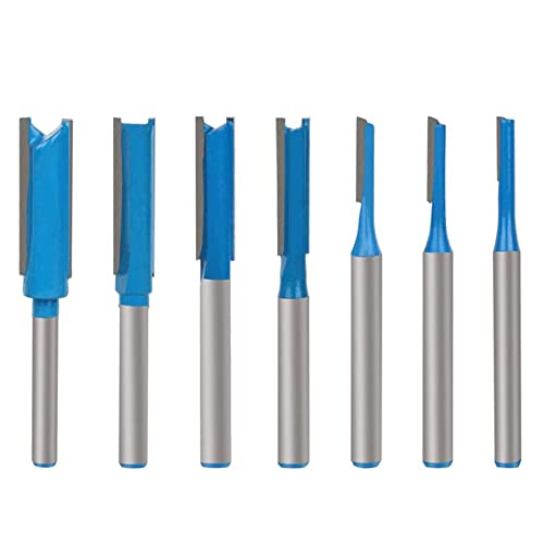 6,35mm Schaft Gerade Fräser Set, 7-tlg Holzfräser Bits, Dual Flute Cutter Straight Bit für Oberfräser von SYPARTS TOOL